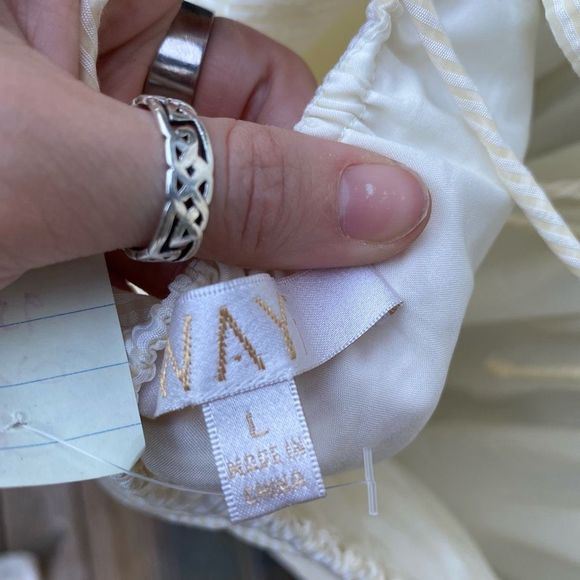 WAYF Tie Back Tiered Mini Dress in Cream Size Large, MSRP $138 - Picture 6 of 9